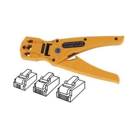 Pince à sertir VELLEMAN pour fiches RJ09=4P4C, RJ11 6P4C, RJ - Jaune - Avec dénudage et coupe