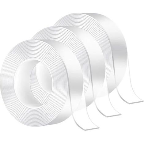 Ruban adhésif double face nano, 5 m, gel transparent, réutilisable, lavable, sans résidus (1/5)