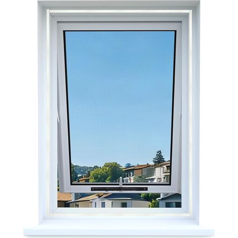 Moustiquaire Universelle Transparente avec Fermeture Éclair pour Fenêtres, en Maille Lavable et Découpable à la Taille Souhaitée 110x130 CM (Lot de 1, Noir) (1/5)