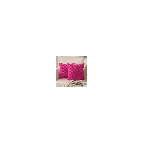 RHG Lot de 2 Super Doux Peluche Moelleux décoratif Housses de Coussin Fausse Fourrure Laine Velours Taie d'oreiller Canapé Chambre à Coucher 45 x 45 cm (1/5)