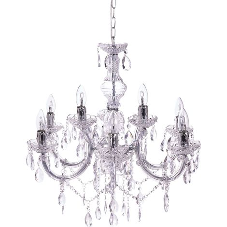 Chandelier Transparent Acrylic Crystal 6 Light Bulbs Glamour Living Room Bedroom KALANG L (1/5)