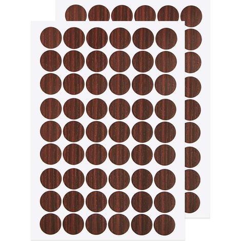 Cache-vis autocollants en PVC, 21 mm, pour meubles en bois, armoires, étagères, bureaux, etc. (2 feuilles), PC-198 (1/5)