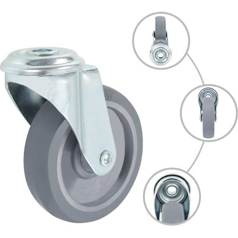 12 pcs Roulettes pivotantes à trou de boulon 100 mm