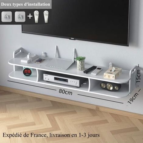 Étagère Murale - 80 cm - Pour Routeur Décodeur Lecteur DVD - Montage Flottant - 1 Pièce (1/5)