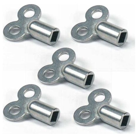 Jeu de 5 Clés de Purge pour radiateurs - Clés de Purge résistants en alliage de zinc - Clés de Purge pour radiateurs pour de Nombreux radiateurs - Clé de Purge maniable pour chauffages(argent) (1/5)