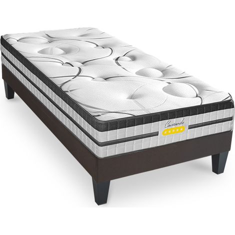 Ensemble CONCORDE Matelas Ressorts Ensachés - Sommier Kit Gris - 80x200 cm (1/5)