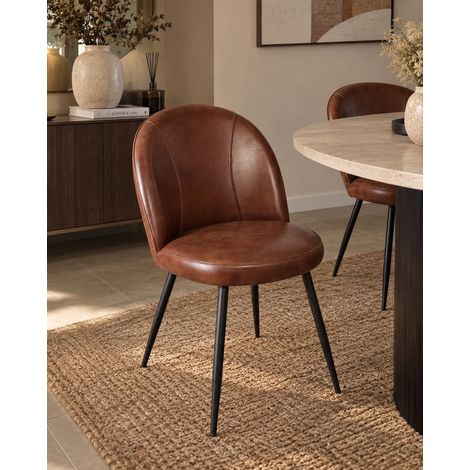 Moka - Chaise en cuir marron (1/5)