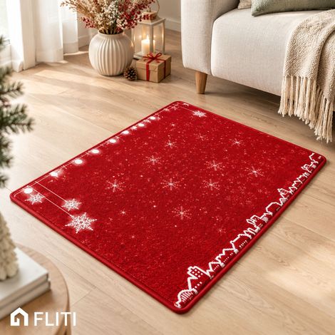 FLITI Red Non-Slip Christmas Floor Mat 40x60cm Decorative Living Room Bedroom (1/5)