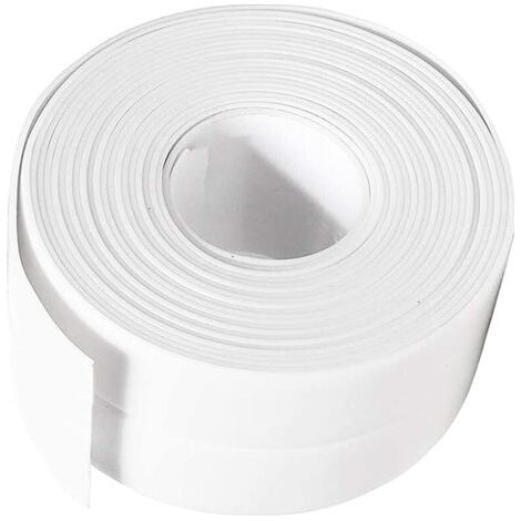 Joint Silicone Blanc Salle de Bain, Ruban d'étanchéité,Bande Etancheite Autocollanteétanche PE pour Baignoire,Douche,Toilettes,Cuisine,Evier,Sol,Mur,Coin de Protection-Blanc (1/5)