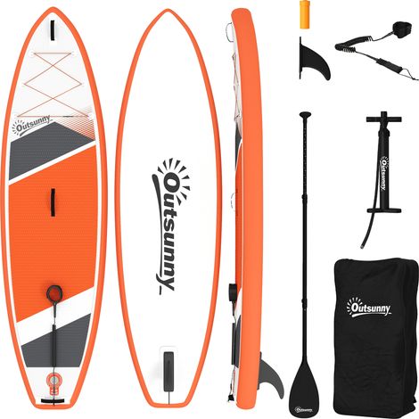 SUP gonflable avec siège, pagaie et accessoires, en plastique et EVA, 320 x 82 x 15 cm, orange