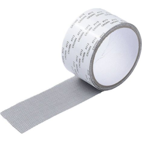 Ruban Adhésif Pour Moustiquaire - Maille Fibre De Verre - Auto-Adhésif - Pour Réparation Fenêtres Et Portes - 5 cm x 200 cm - Gris (1/5)