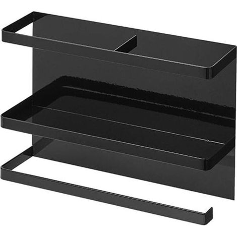 Multifonction Réfrigérateur Spice Rack Magnetic Organizer Shelf With Paper Towel Holder Punch-free Bathroom Cuisine-Ensoleillé (1/5)