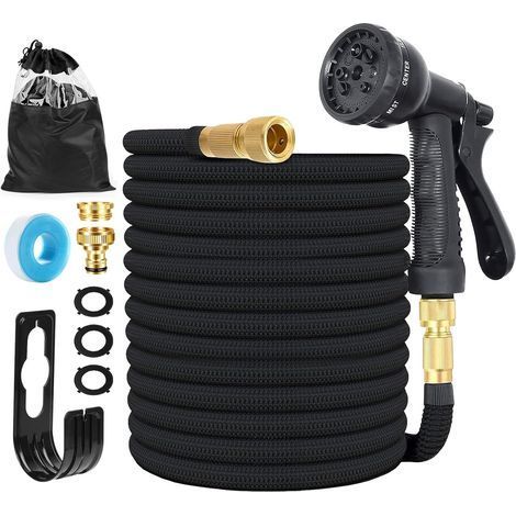Tuyau d'arrosage Extensible avec 8 Modèles de Pulvérisation Convient aux Robinets de 1/2" et 3/4" Raccords Tuyau flexible et léger pour Jardin. Arrosage. Nettoyage avec Sac de Rangement (1/5)