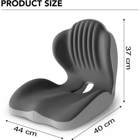 Lumbar Support Cushion and Ergonomic Seat, 2-in-1 Memory Foam Cushion with Hollow Coccyx Design for Office Chair, Car Seat, Home Use (All Grey) (1/5)