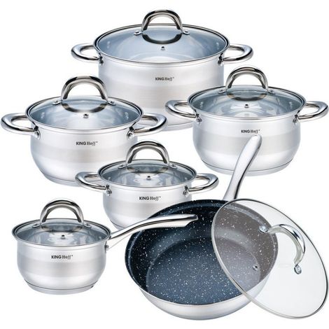 Juego de ollas de acero Kinghoff KH-1098, 12 piezas