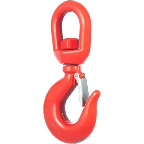 Crochet de charge invertébré avec verrouillage de sécurité, 5 tonnes, pivotant à 360 °, crochet de levage de 25 cm avec fermeture de sécurité – Crochet pivotant robuste pour grue, remorque et charge (1/5)