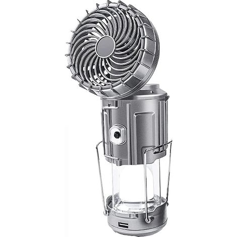 Lampe de camping solaire 6-en-1 avec ventilateur, LED, éclairage de randonnée portable, lampe de pêche extérieure, lanterne multifonction rechargeable. (1/5)