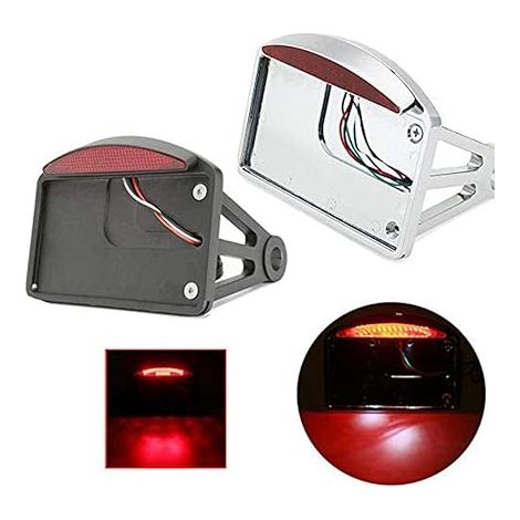 Support de moto de montage latéral de feu arrière de plaque de modification LED pour Sportster Dyna Softail (Noir) (1/5)