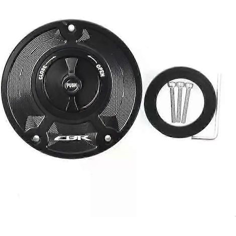 Schlüsselloser CNC-gefräster Tankdeckel aus Aluminium für Honda CBR 600 F4 F3 F2 (1991–2008) – Motorradzubehör – Schwarz – Schwarzes Logo (1/5)