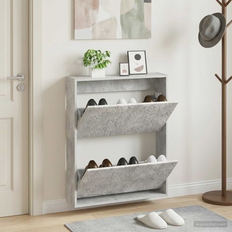 vidaXL Wall-Mounted Shoe Cabinet DELFT 71 x 17 x 86 cm Engineered Wood (1/5)