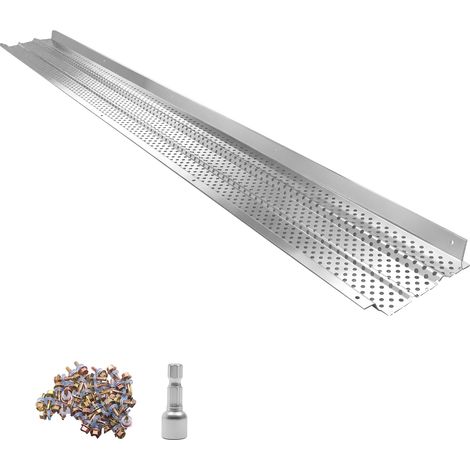 Mophorn Protector de canalón de 152,4 mm x 15,85 m, rejilla de aluminio con malla microperforada, con drenaje eficiente, incluye tornillos para instalación en canalones de lluvia, 13 piezas (1/5)