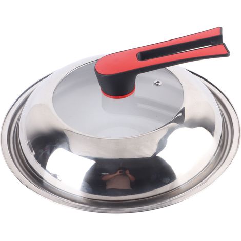 Ortviai Couvercle de Poêle en Acier Inoxydable avec Vitre, Diamètre 30 cm, Universel pour Poêles de 30 cm (1/4)