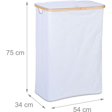 Cesto portabiancheria moderno con coperchio 105 litri pratico spazio portaoggetti bagno camera da letto in tessuto bianco 130013940
