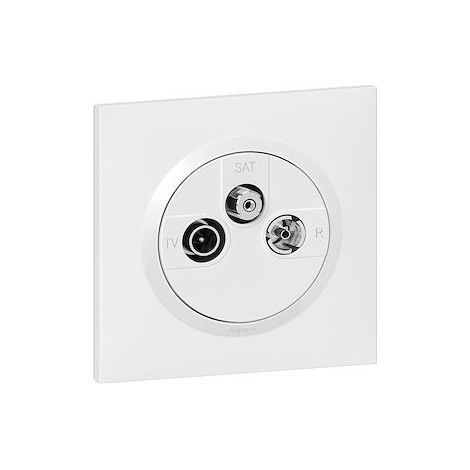 Legrand 600753  TV-R-SAT 1-cable outlet (dooxie one) comes with a white square plate and mounting clips