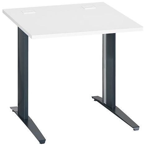 Bureau droit blanc L 80 cm piètement 'L' métal anthracite Essens - Maxiburo