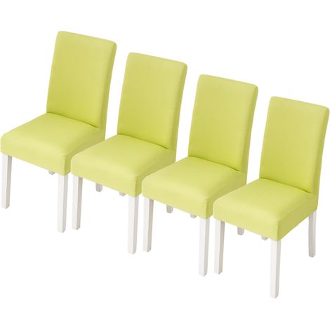 Lot de 4 housses de chaise extensibles, lavables et amovibles, idéales pour la cuisine, l'hôtellerie, le restaurant, les cérémonies, couleur vert fruit. (1/5)