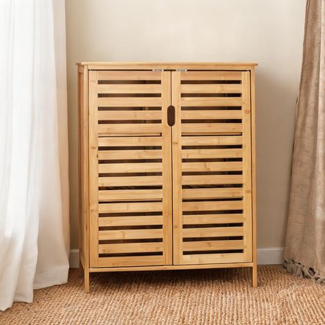 Armoire de rangement bois naturel en bambou 68 x 32 x 86 cm (1/5)