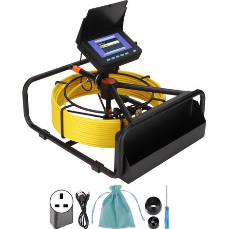 Caméra d'inspection endoscopique 4,3 pouces, tuyauterie domestique, vidéo intégrée, carte 16 Go, prise UK 100-240VAC, câble 50 mètres/164 pieds (1/5)