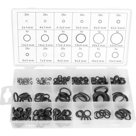 225pcs Caoutchouc O-Ring Laveuse Automobile Climatiseur Joint en Caoutchouc Plat Joint torique Assortiment Kit (1/5)