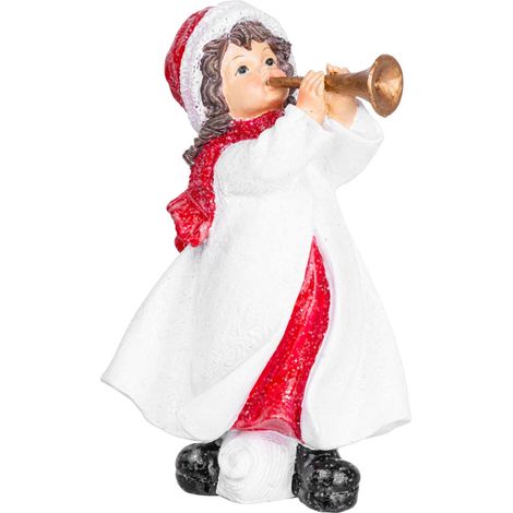 Weihnachtsdekoration MagicHome, Mädchen Trompete spielend, Polyresin, 12x12x20 cm (1/3)