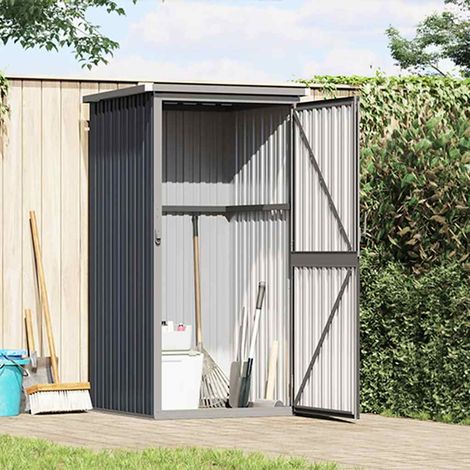 Abri à outils de jardin en acier galvanisé anthracite 88 x 89 x 159/161 cm - PANGIVO (1/5)