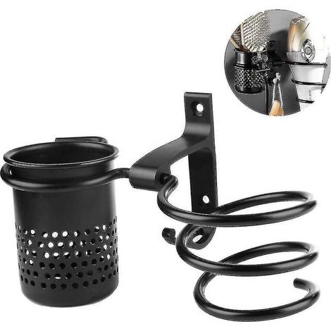 Wandmontierter Haartrocknerhalter, Haartrockner-Organizer, spiralförmiger Haarstyling-Ständer mit integriertem Becher, ideales Ablagefach, schwarzes Aluminium. (1/5)