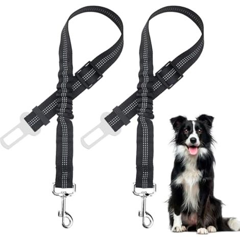 Lot de 2 ceintures de sécurité pour chien, harnais de voiture réglable, harnais élastique élastique, ceinture de sécurité robuste avec attache pivotante à 360°, harnais de voiture réfléchissant (1/5)