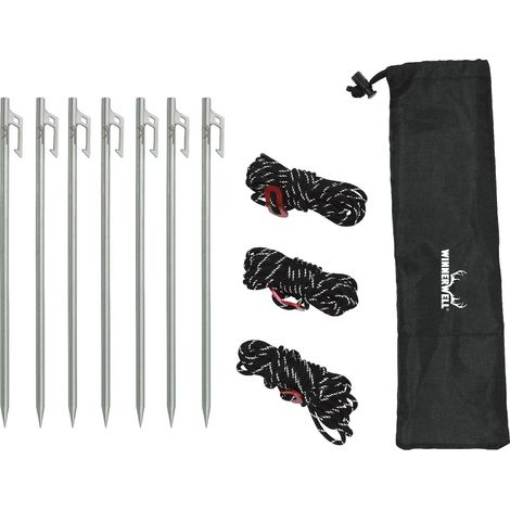 Winnerwell Set picchetti e tiranti per tenda e tarp, kit di ancoraggio in acciaio inox AISI304 con corde e borsa (1/3)