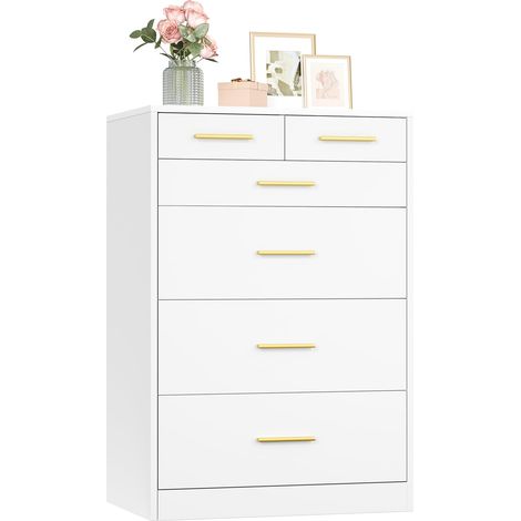 Commode de Chambre, Armoire à Tiroirs pour Dressing, Style Moderne, Meuble TV pour Salon, 6 Tiroirs, 40 x 60.1 x 88.4 cm, Blanc Nuage LTS415WB01 (1/5)
