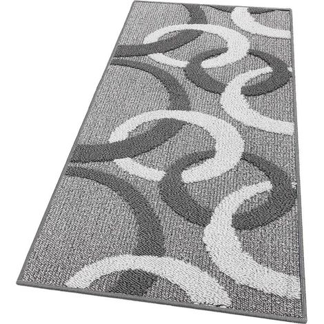 Tappeto Cucina Tridimensionale Cerchi 3D Assorbente Morbido Moderno Antiscivolo Grigio - 57x280 Cm (1/4)