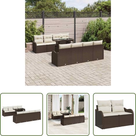 vidaXL Meubles en rotin - Ensemble de canapé de jardin 7 pcs Marron polyrotin (1/5)