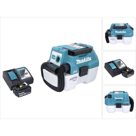 Aspiratore a batteria Makita DVC 750 LRF1 LXT 18 V 67 mbar 7,5 l brushless + 1x batteria ricaricabile 3,0 Ah + caricabatterie