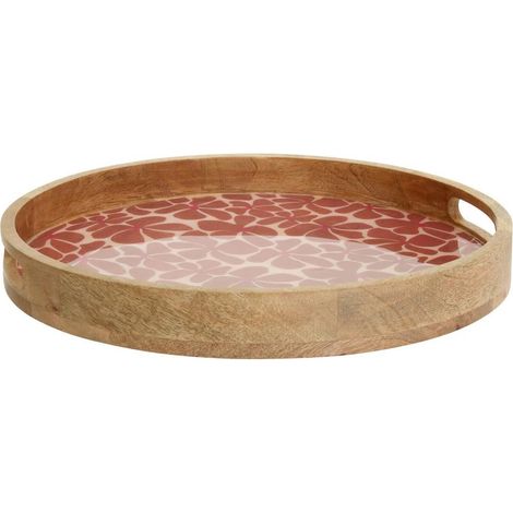 Plateau de Service en Bois "Inaya" 38cm Terracotta