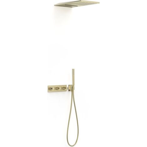 Kit robinet thermostatique encastré 3 voies pour douche B-system Cava doré - TRES 30725305CA