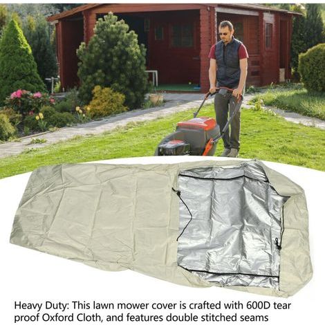 Housse de protection pour tondeuse à gazon, housse de protection robuste en tissu Oxford 600D, imperméable, anti-poussière, ajustement universel, housse de tondeuse poussée (1/4)
