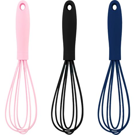 Mini Fouet - Silicone Alimentaire - Résistant à la Chaleur Jusqu'à 260 °C - Pour Œufs Omelettes Marinades - Lot de 3 (1/5)