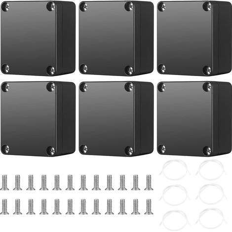 6 Pcs Boîte de Dérivation étanche IP68, Boîte de Jonction électrique Extérieure Imperméable, Boîtier électrique de Câbles Presse-étoupes (noir, 63x58x35mm) (1/5)
