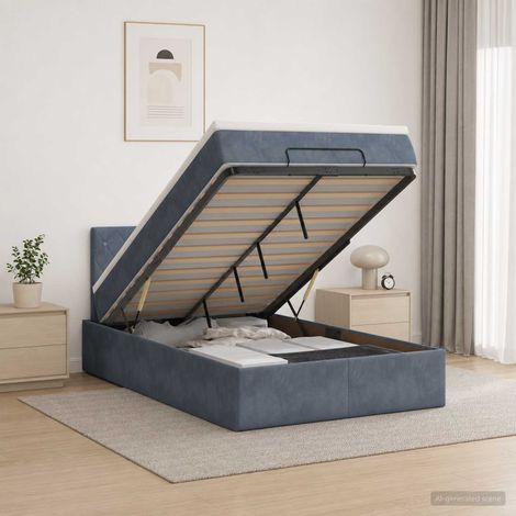 vidaXL Cama otomana con colchón Gris oscuro 120 x 190 cm Terciopelo (1/5)