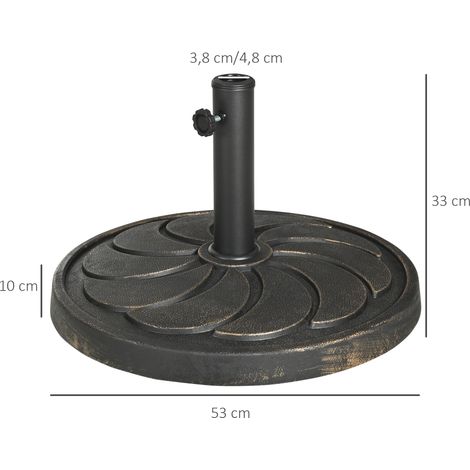 Socle de parasol 18 kg pour mât de parasol Ø38/48 mm, socle rond de parasol de jardin en résine synthétique couleur bronze (1/5)