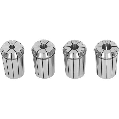 4-teiliges Spannzangenfutter, Ø 8-10-12-14 mm, Federstahl, für CNC-Fräs- und Drehmaschinen, mit Spannschlüssel. (1/5)